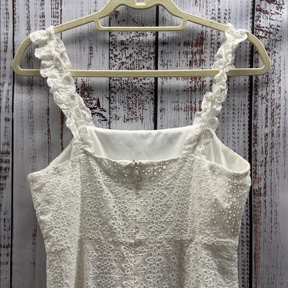 Lulu's Sincere Sweetheart White Cream Eyelet Lace Ruffled Midi Dress Size Medium - Picture 9 of 13